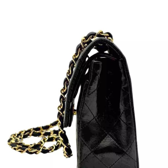 💝Auth Chanel Double Flap Chain Bag Matelasse Lambskin CC Logo Shoulder Black 💝 - Picture 5 of 12